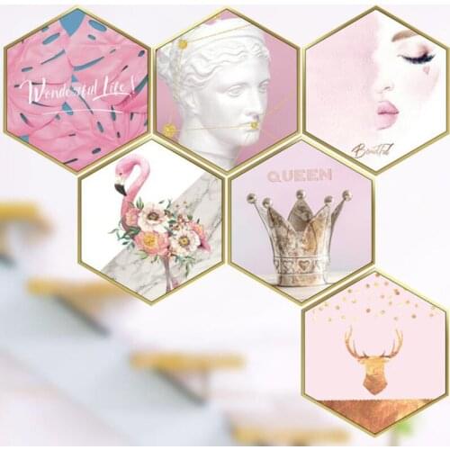 Romantic Nordic Pink Girls Room Decor Stickers Queen Flamingo DIY Photo Frame Posters Bedroom Self-adhesive Decorative Painting
