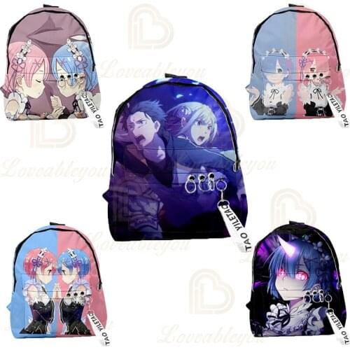Re:Life In A Different World From Zero Unisex Backpack Pendant Travel Shoulder Bag Harajuku Backpack School Bags