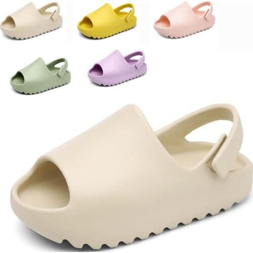 Boys and Girls Sandals Solid Slippers Beach Sandals Soft Bottom Five- Slippers Dual-use Fashion Non-slip Kids Shoes