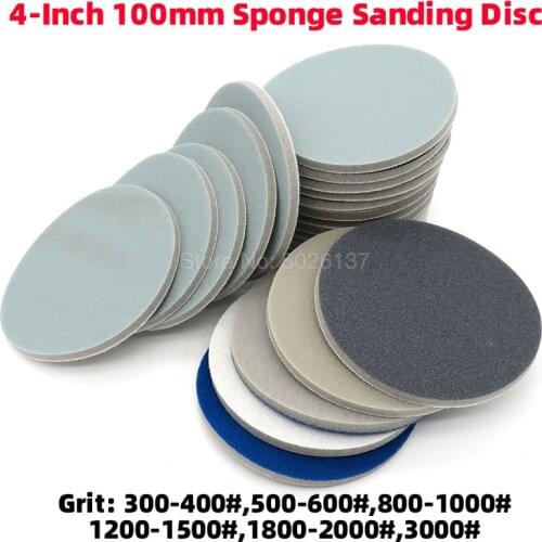 1Pcs 4-Inch 100MM Sanding Discs Hook Loop Sandpaper Round Disk Sand Sheet Polishing Paper Sponge Water Grinding Power Tool
