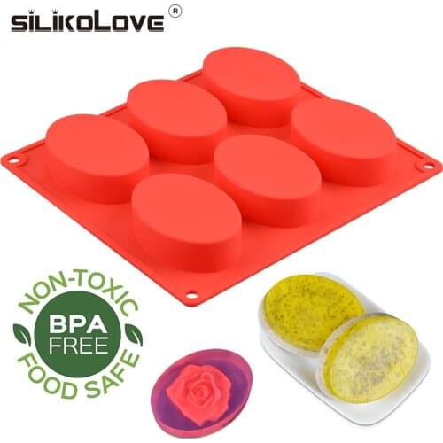 SILIKOLOVE DIY Silicone Soap Mold For Soap Making 3D 6 Forms Oval Soap Mould Handmade Craft Flowers Bathroom Kitchen Soap Mold