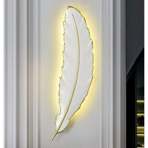 Modern Nordic Feather Wall Lamp for Bedroom Home Decor Living Room Led Wall Sconce Light Stair LED Bathroom Decor Light Fixture