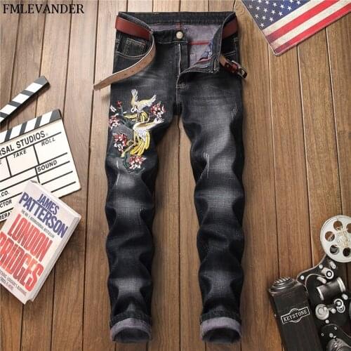 Stretch Thick Velvet Pants Warm Jeans Plus Size 38 Vintage Washed Ripped Jeans Men Jeans Winter Casual Fleece Trousers Male