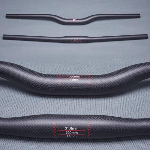 Cycling Parts Matte 3K Carbon Fiber Bike MTB Handlebar Mountain Bicycle Flat or Rise Handlebars Stem Diameter 31.8mm