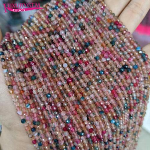 High Quality 3mm Natural Multicolor Agates Stone Faceted Round Loose Spacer Small Beads DIY Gems Jewelry Accessory 38cm b155