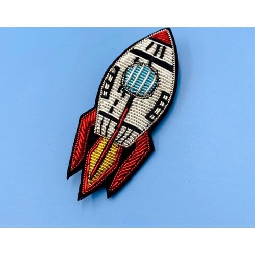 High quality hand embroidery badges for backpack rocket badge High-end clothes, hats badges