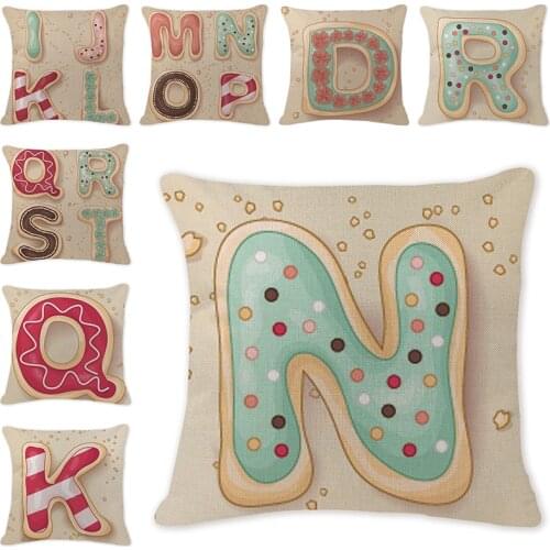 Letters Cushion Cover Cotton Linen Letter Cushion Bedroom Decorative Decorative Sofa Pillow Cases 26 Alphabet Sign Pillow Covers