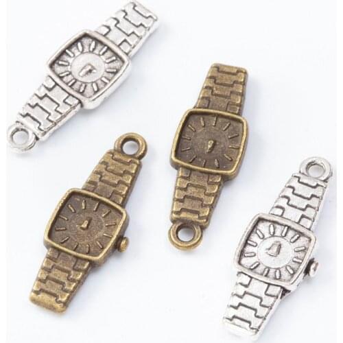 100pcs 24*8MM Antique bronze silver color Wrist Watch charms metal alloy pendants for bracelet necklace earring diy jewelry