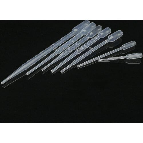 1000pcs lab 0.2ml 0.5ml 1ml 2ml 3ml 3ml-L plastic pasteur pipette transfering dropper for school experiment