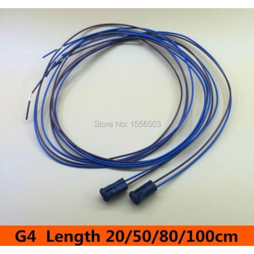 100X G4 Lamp Base Plug Socket 12V G4 Crystal bulb chandelier halogen light Holder Wire Length 20cm 50cm 80cm 100cm 1meter