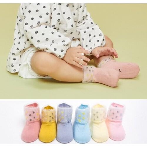 3Pairs /Lot New Lace Color Matching Childrens Socks Wide Mouth Baby Baby Socks Glass Card Silk Stitching Socks