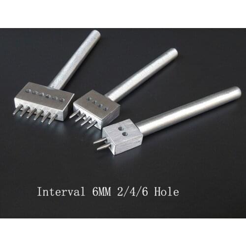 3 Pcs / Set 2/4/6 Hole 6MM Spacing Punch Tool For Leather Lacing Stitching Sewing DIY Pro Craft Handmade Leathercraft Hole