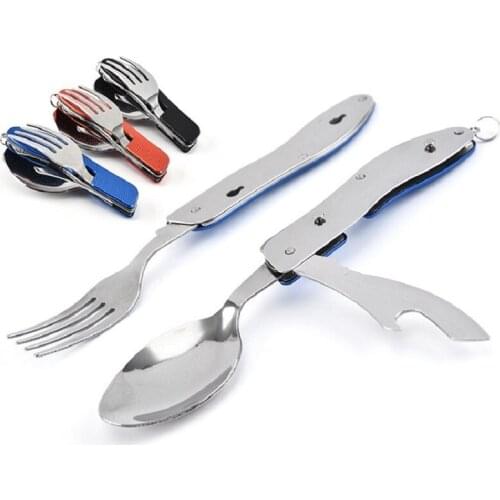 3pcs Removable Folding Tableware Set Outdoor Travel Camping Portable Fork Knife Spoon Stainless Steel Cutlery Kitchen Dinnerware