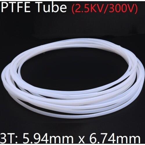 3T 5.94mm x 6.74mm PTFE Tube F46 Insulated Capillary Heat Protector Transmit Hose Rigid Temperature Corrosion Resistance 300V