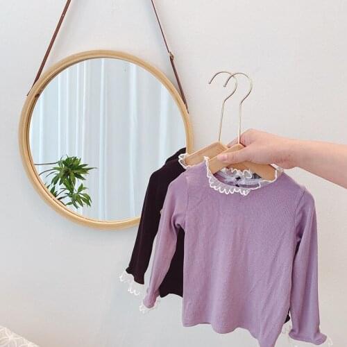 4 color Girls Toddler Blouse 2021 Childrens Pullover Long Sleeve Top Spring and Autumn Baby Girl Bottoming Shirt Black Purple