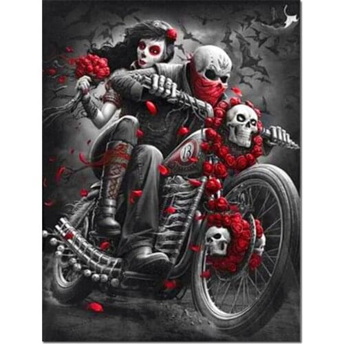 5D Diamond Mosaic Skull rose couple Motorcycle,diy Handmade Diamond Painting Cross Stitch Rhinestones Embroidery Diamond art