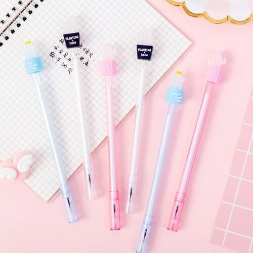 8 Pcs Simple Transparent Cactus Student Gel Pens South Korea Stationery Pens School study Tools Creative Stationery Wholesale