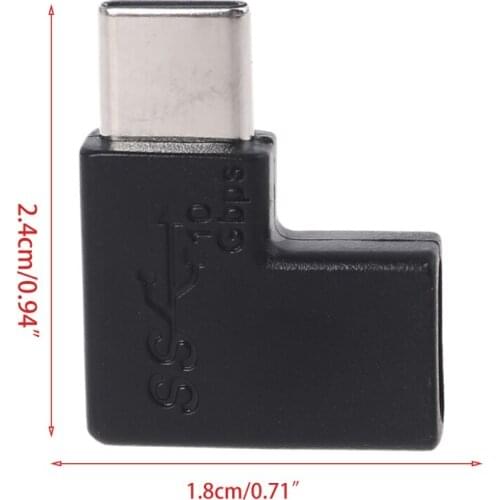 90 Degree USB 3.1 Type C Male to Female Right & Left Angle USB C Converter Adapter for Cellphone Mobile Phone Tablet PC
