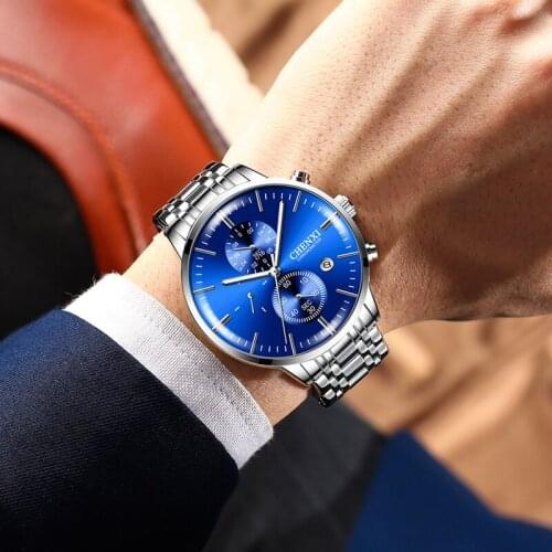Reloj Hombre 2021 Mens Watch Sport Chronograph Watches Men Luminous Waterproof Stainless Steel Date Quartz Watch Men Wristwatch