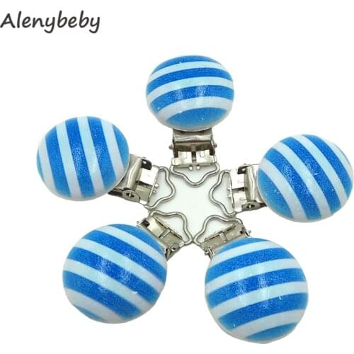 Wooden Soother Clip Nursing Perforated Printed pattern Pacifier Clip Chewable Teething Diy Dummy Clip Holder Chain Baby Teether