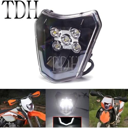 For EXC EXCF SX SXF XC XCF XCW XCFW TE TC FE Motocross Enduro Dirt Bike LED Headlight Front Light Lamp 250 300 350 400 450 530