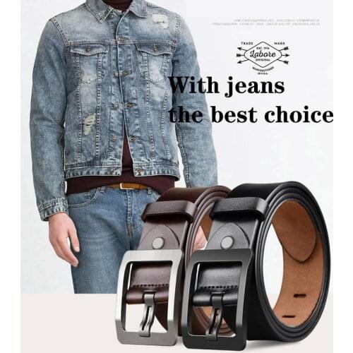 Men Genuine Leather Belt Luxury Brand Alloy Metal Pin Buckle Designer Belts Waist Strap Male for Jeans Design