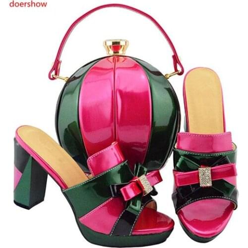Doershow Italian Ladies Shoes and Bags To Match Set Nigerian Shoes and Matching Bag African Wedding Shoes and Bag Set!BF1-21