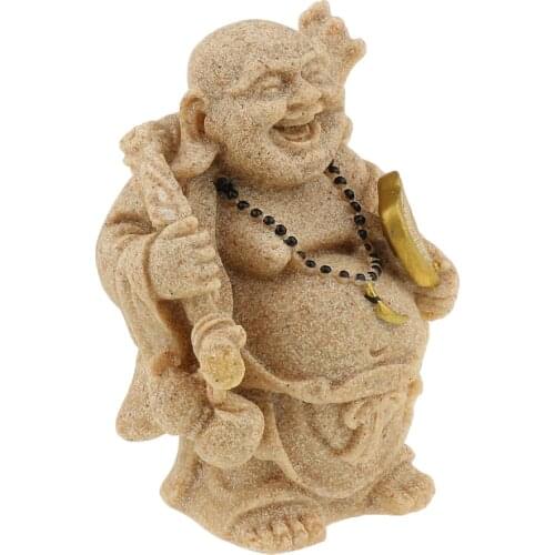 Generic Sandstone Maitreya Happy Buddha Statue Sculpture Hand Carved Figurine