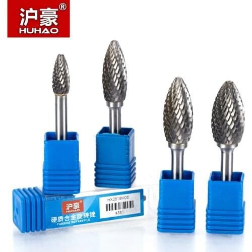 HUHAO 1pc 6mm Shank Tungsten Steel Cutter Metal Grinding Carving Rotary File Cylindrical Router Bit For Metal Polishing H Type