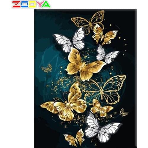 Full Diamond Diy Diamond Painting Animal Gold And Silver Butterfly Mosaic Diamond Embroidery Family Art Home Decoration Sp649
