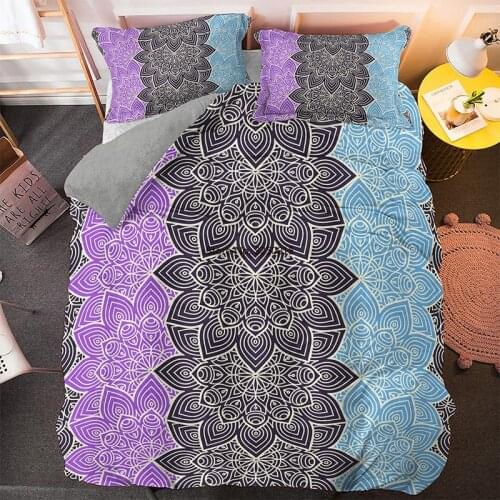 Colorful Mandala Boho Bedding Sets for Women Soft Bedclothes Bohemian Duvet Cover Set with Pillowcases Queen Size