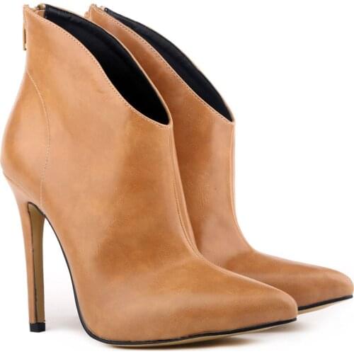 LOSLANDIFEN 2021 Newest Women Boots Sexy 14cm Pointed Toes Thin High Heel Winter Shoes Patent Leather Ankle Plus Size