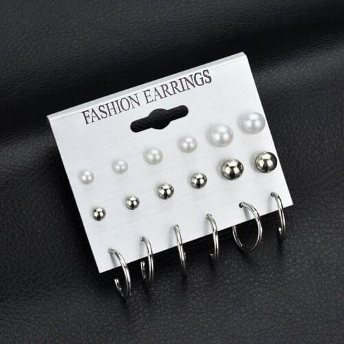 A set of 12 pairs of different styles of earrings without allergy simple and versatile fashion Korean version