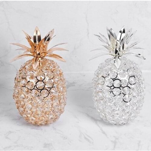Ins Desktop Electroplating Metal Simulation Pineapple Apple Pear Fruit Creative Home Crafts Crystal Ornaments