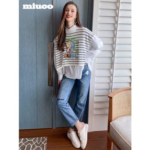 Fresh fashionable letter embroidery high waist straight tube versatile jeans womens wear 2021 Spring new High Top Quality