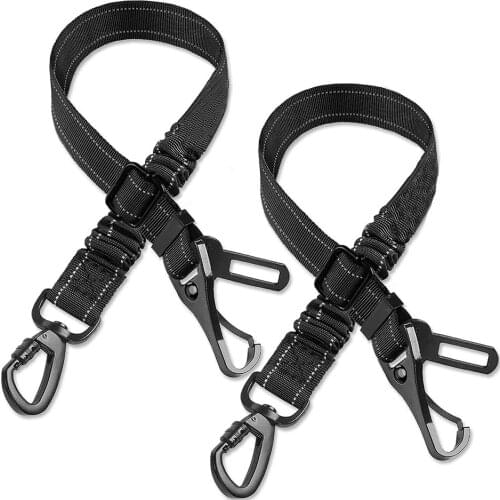Dog Seat Belt Upgrade 2 in 1 Latch Bar Attachment Dog Car Seatbelt Elastic Buffer Reflective Universal Vehicle Seatbelt for Pet