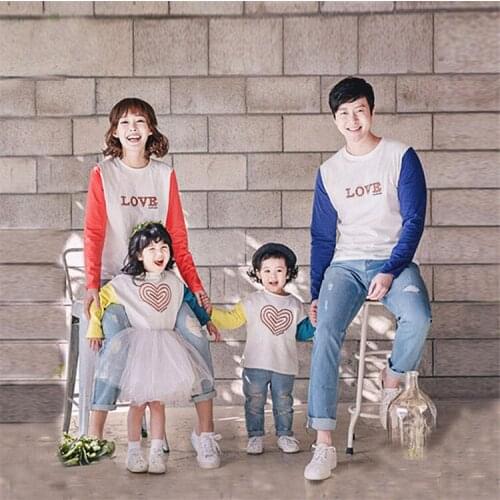 Family Matching Spring Autumn Family Clothing Sets Long Sleeve T-shirt Love Letter Father Daughter Baby Girl Boy Clothes Tees