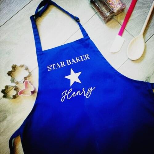 Personalised Childrens Star Apron,Custom Childrens apron package,Kids Baking Apron,Mini Chef Girl Pink,with name Cute Apron