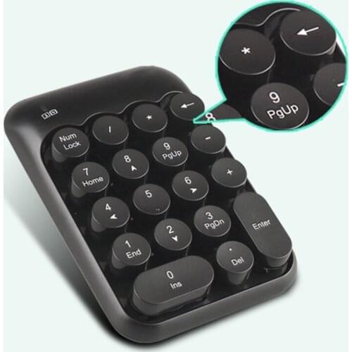 Portable Slim Mini Number Pad 18 Key Wireless Numeric Keypad Keyboard for Laptop Desktop Notebook w/ Retro Round Keycap