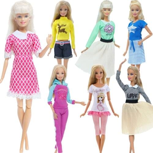 Handmade Outfit Casual Daily Wear Pink Shirt Cute Blouse Sport Pants Dress Skirt Clothes for Barbie Doll Accessories Kids Toys