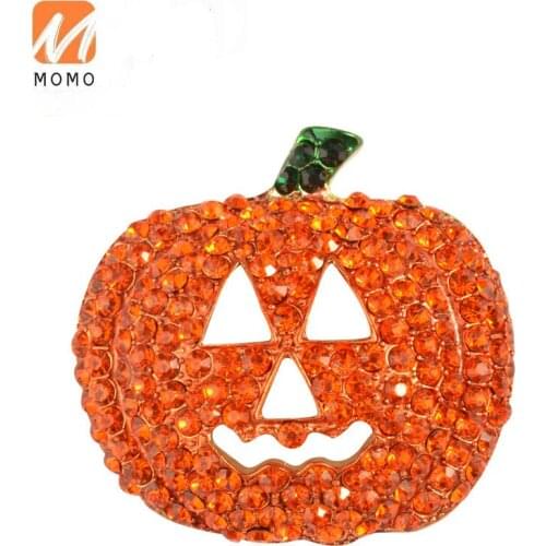 Factory direct Halloween gifts brooch with diamond pumpkin brooch clothing bag holiday accessories for women girls