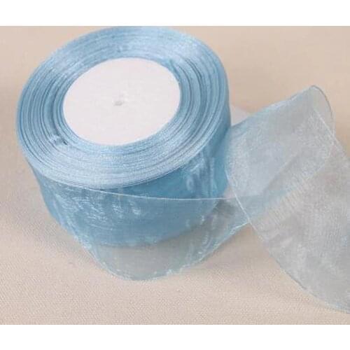 REDJCK Sky Blue Lace Transparent Chiffon Ribbon 3 mm- 50 mm Width Webbing Ribbons For DIY Gift Wrapping Wedding Chair Decoration