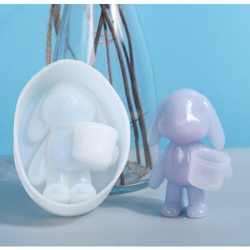 DIY Crystal Epoxy Mold Cute Holding Bucket Rabbit Mirror Making Swing Table Resin Mold Car Creative Handmade Jewelry Gift