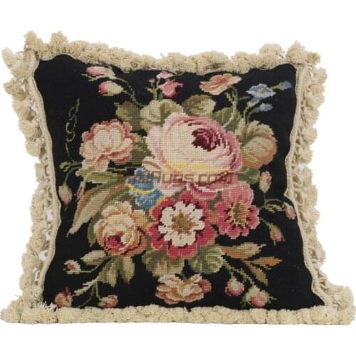 Senior bedroom neoclassical velvet embroidered pillow needlepoint Rococo fabric hand woven pillow