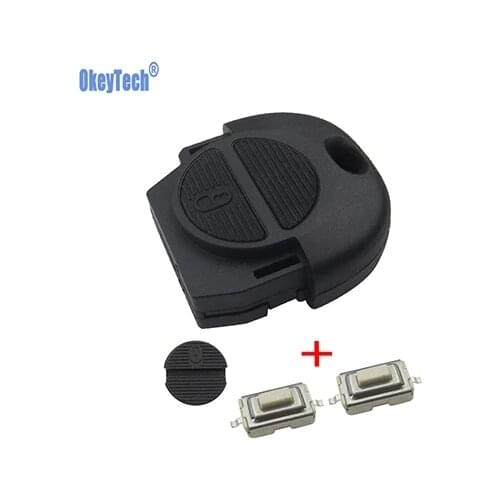 OkeyTech Replacement Remote Key Cover Case FOB 2 Buttons With 2PCS Switches & Battery For Nissan Micra Almera Primera X-Trail