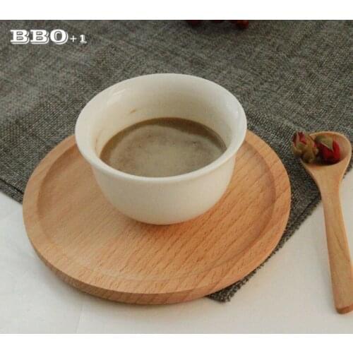 Creative 1pcs 14cm/5.5inch Beech wood dessert round Dishes Plate Snack Cake Tray Wood Tableware Kitchen Accessories Japan Style