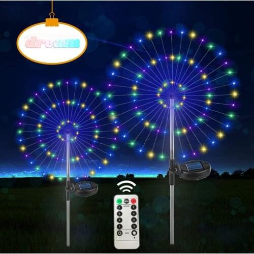 Solar Powered Outdoor Grass Globe Dandelion Fireworks Lamp 90/120/150 LED for Garden Lawn Landscape Lamp Holiday Light