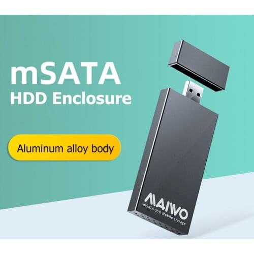 5Gbps USB 3.0 to mSATA SSD External Case Aluminum Alloy Portable Mobile Solid State Drive Box Support 30x30mm 51x30mm SSD