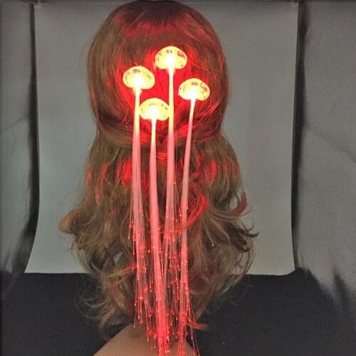 New Fashion 50pcs/lot Red Flash LED Hair Braid Light Clip Hairpin Decoration For Party Christmas Supplies Headdress Accessory