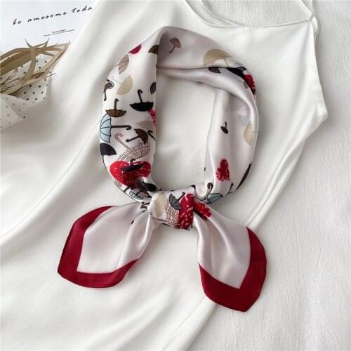 2021 Vintage Neckerchief Female Headscarf Hijab Hair Wrap Satin Print Silk Shawl Headband Square Scarf For Women Foulard Bandana